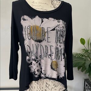 Deb Black Long Sleeve Top with Graphic Design